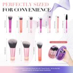 Portable 10Pcs Mini Travel Makeup Brush Set with Pouch, Full Face Soft Synthetic... - Image 3