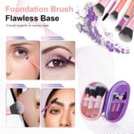 Portable 10Pcs Mini Travel Makeup Brush Set with Pouch, Full Face Soft Synthetic... - Image 4