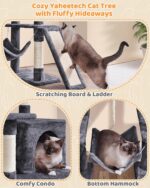 Yaheetech 63in Large Cat Tree for Heavy Cats up to 22lbs, Anti-Wobble Tower with... - Image 7