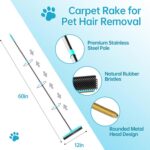 Carpet Rake - 60" Long Handle Pet Hair Removal with Metal Fabric Edge Design,Car... - Image 3