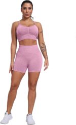 CHRLEISURE Workout Shorts Sets for Women, High Waisted Gym Butt Lifting Scrunch ... - Image 3
