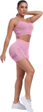 CHRLEISURE Workout Shorts Sets for Women, High Waisted Gym Butt Lifting Scrunch ... - Image 5