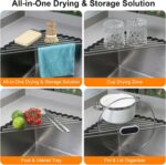 Corner Dish Drying Rack, Kitchen Sink Caddy Sponge Holder, Triangle Over The Sin... - Image 6