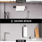 Paper Towel Holder - Self-Adhesive or Drilling, Matte Black, Upgraded Aluminum K... - Image 4