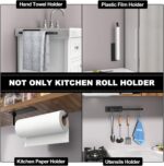 Paper Towel Holder - Self-Adhesive or Drilling, Matte Black, Upgraded Aluminum K... - Image 5
