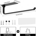 Paper Towel Holder - Self-Adhesive or Drilling, Matte Black, Upgraded Aluminum K... - Image 6