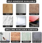 Paper Towel Holder - Self-Adhesive or Drilling, Matte Black, Upgraded Aluminum K... - Image 7