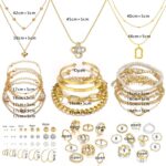 IFKM Gold Plated Jewelry Set for Women,14k Gold Plated Multi Layer Necklaces Sta... - Image 8