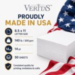 Veritas Extra Heavyweight White Cardstock 8.5 x 11”, 110lb/300gsm Thick 14pt Cov... - Image 4