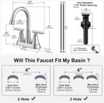 Bathroom Faucets for Sink 3 Hole, Hurran 4 inch Brushed Nickel Bathroom Sink Fau... - Image 3
