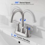 Bathroom Faucets for Sink 3 Hole, Hurran 4 inch Brushed Nickel Bathroom Sink Fau... - Image 5
