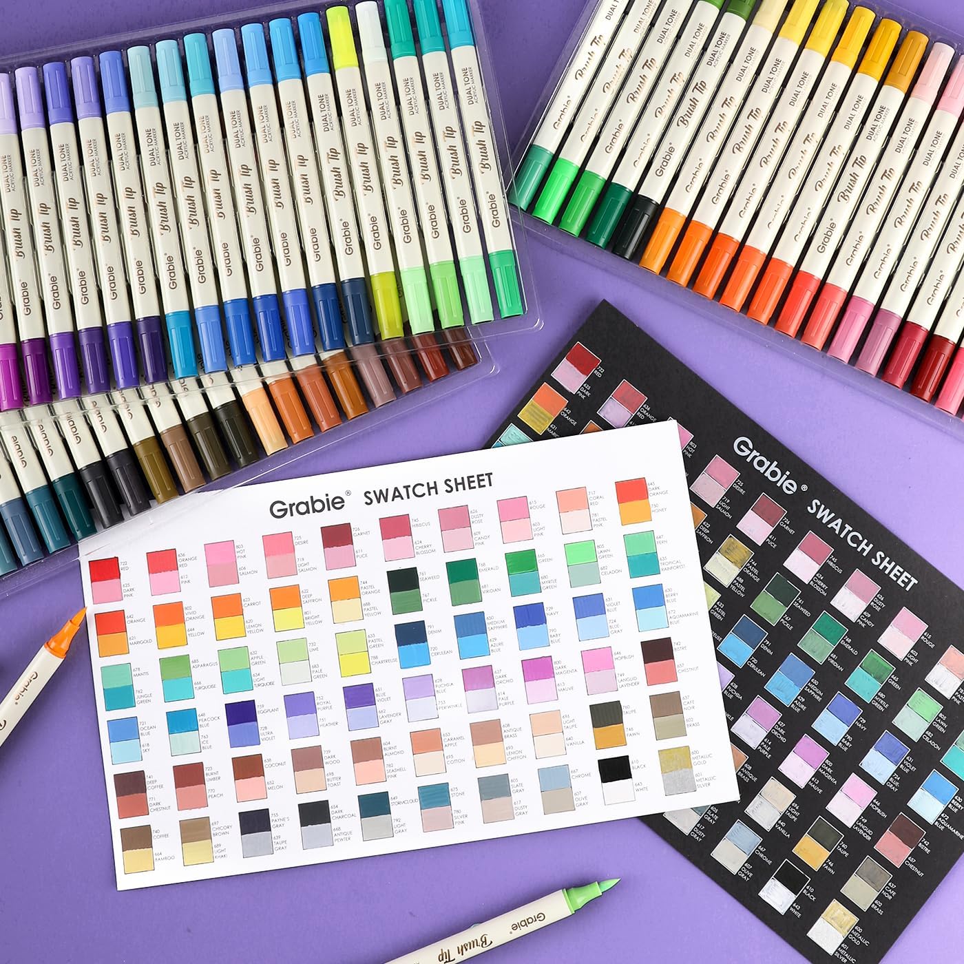 Grabie 120 Colors Acrylic Paint Markers, 60 Pack Dual Tip Soft Brush Acrylic Mar... - Image 3