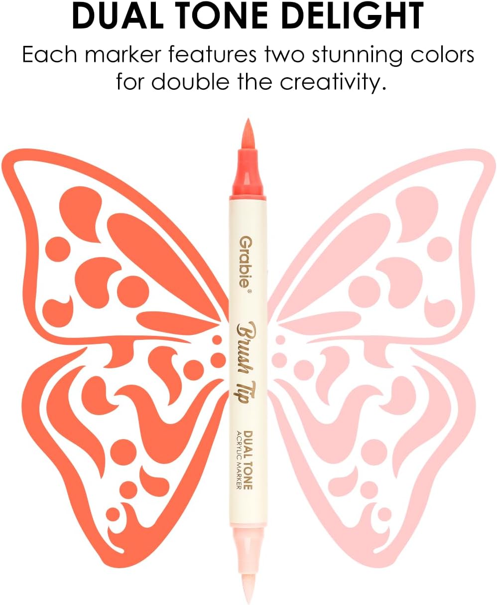 Grabie 120 Colors Acrylic Paint Markers, 60 Pack Dual Tip Soft Brush Acrylic Mar... - Image 5