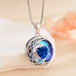 LIANYU Necklace for Womens Blue Sapphire Necklace Moon Pendant S925 Sterling Sil... - Image 4