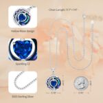 LIANYU Necklace for Womens Blue Sapphire Necklace Moon Pendant S925 Sterling Sil... - Image 5