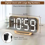 Peakeep Slim Digital Mirror Aesthetic Alarm Clock for Bedrooms Desk Decor - Plug... - Image 3
