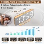 Peakeep Slim Digital Mirror Aesthetic Alarm Clock for Bedrooms Desk Decor - Plug... - Image 6