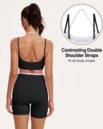 OMKAGI Workout Sets for Women Cute Doubel Layer Open Back Sports Bras Gym Shorts... - Image 5