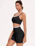 OMKAGI Workout Sets for Women Cute Doubel Layer Open Back Sports Bras Gym Shorts... - Image 8