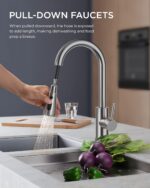 FORIOUS Kitchen Faucets with Pull Down Sprayer, Brushed Nickel, High Arc Single ... - Image 3