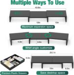 OPNICE Dual Computer Monitor Stand Riser, Desk Organizer with Drawer, Office Des... - Image 3