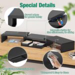 OPNICE Dual Computer Monitor Stand Riser, Desk Organizer with Drawer, Office Des... - Image 4
