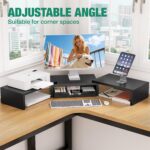 OPNICE Dual Computer Monitor Stand Riser, Desk Organizer with Drawer, Office Des... - Image 5