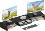OPNICE Dual Computer Monitor Stand Riser, Desk Organizer with Drawer, Office Des... - Image 9
