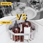 Wall Mounted Sink Caddy Organizer, Carbon Steel Kitchen Sponge Holder with 2 Adh... - Image 4