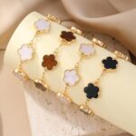 2 PCS Lucky Flower Bracelet Set for Women, Delicate Floral Chain Link, Cute and ... - Image 5