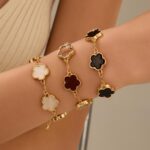 2 PCS Lucky Flower Bracelet Set for Women, Delicate Floral Chain Link, Cute and ... - Image 6