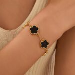 2 PCS Lucky Flower Bracelet Set for Women, Delicate Floral Chain Link, Cute and ... - Image 7
