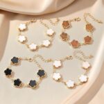 2 PCS Lucky Flower Bracelet Set for Women, Delicate Floral Chain Link, Cute and ... - Image 8