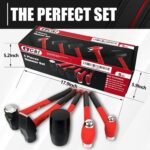 C&T 5-Piece Hammer Set, 16oz Ball Peen Hammer | 32oz Ball Peen Hammer | 32oz Rub... - Image 4