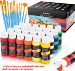 Caliart Acrylic Paint Set with 12 Brushes, 24 Colors Wood Craft Paints for Adult... - Image 3