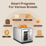 Mecity 2 Slice Toaster Touch Screen 1.5" Wide Slot, Stainless Steel Smart Bread ... - Image 4
