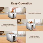 Mecity 2 Slice Toaster Touch Screen 1.5" Wide Slot, Stainless Steel Smart Bread ... - Image 7