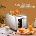 Mecity 2 Slice Toaster Touch Screen 1.5" Wide Slot, Stainless Steel Smart Bread ... - Image 8
