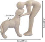 Abstract Resin Hand-Painted Sculpture of Person and Dog Bonding – Head-to-Head I... - Image 4