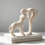 Abstract Resin Hand-Painted Sculpture of Person and Dog Bonding – Head-to-Head I... - Image 6