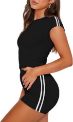 NIASHOT Womens Two Piece Lounge Sets Summer Contrast Side Stripes 2 Piece Workou... - Image 3