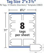 Avery Blank Printable Tags, Sure Feed Technology, 2" x 3.5", White, 96 Customiza... - Image 7