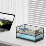Marbrasse 2 Tier Paper Organizer Letter Tray, Mesh File Organizer with Handle, P... - Image 4