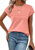 WEESO Womens Summer Tops Trendy 2026 Cap Sleeve T Shirts Crew Neck Pleated Front... - Image 6