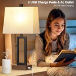 Lolikit Table Lamp for Bedroom Set of 2 with 2 USB Ports and AC Power Outlet, 23... - Image 3