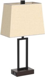 Lolikit Table Lamp for Bedroom Set of 2 with 2 USB Ports and AC Power Outlet, 23... - Image 5