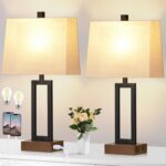 Lolikit Table Lamp for Bedroom Set of 2 with 2 USB Ports and AC Power Outlet, 23... - Image 11