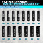 1/2" 29PCS Impact Socket Set, Upgrade CR-MO 6 Point Socket Set,SAE (3/8"-1") & M... - Image 4