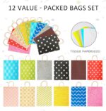 12 Pack 13" Large Kraft Paper Gift Bags Assortment with Tissue Paper & Handles, ... - Image 8