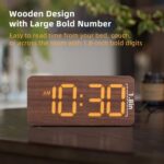 uscce Wooden Digital Alarm Clocks for Bedrooms: Dimmable Dual Alarm Clock with L... - Image 3